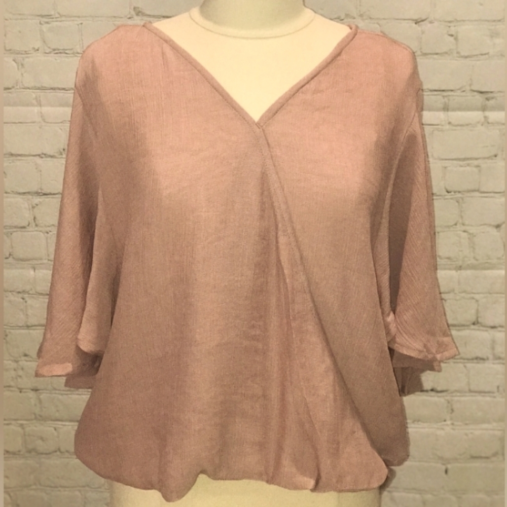 Blush Faux Wrap Blouse